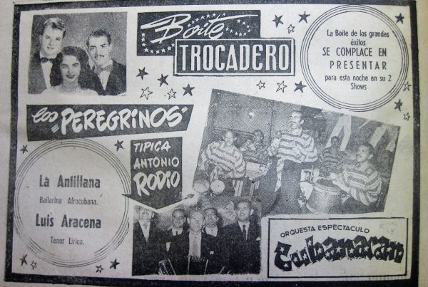 Boite Trocadero.  15 de Abril de 1954. Diario la Estrella de Valparaíso.